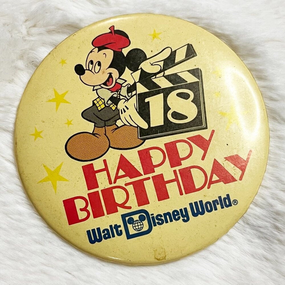 🔮 5/$25‎ Vintage Disney World Mickey Happy 18th Birthday Pin